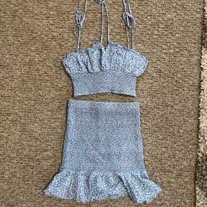 Women’s two piece smocked skirt set size S